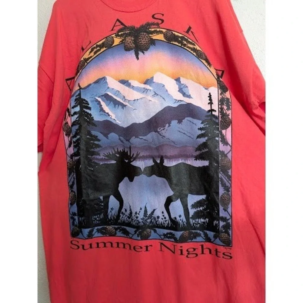 Jerzees Unisex‎ Nightgown One Size Red Cotton Short Sleeve Crew Neck Alaska